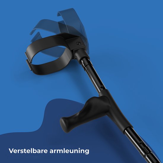 SaniCraft Elbow Crutch Crutchs Set Of Two Pieces - équipé d'une poignée ergonomique en gel, de capuchons absorbant les chocs et d'un cadre pliable - pour la rééducation et la mobilité - aluminium noir - cent vingt kilogrammes