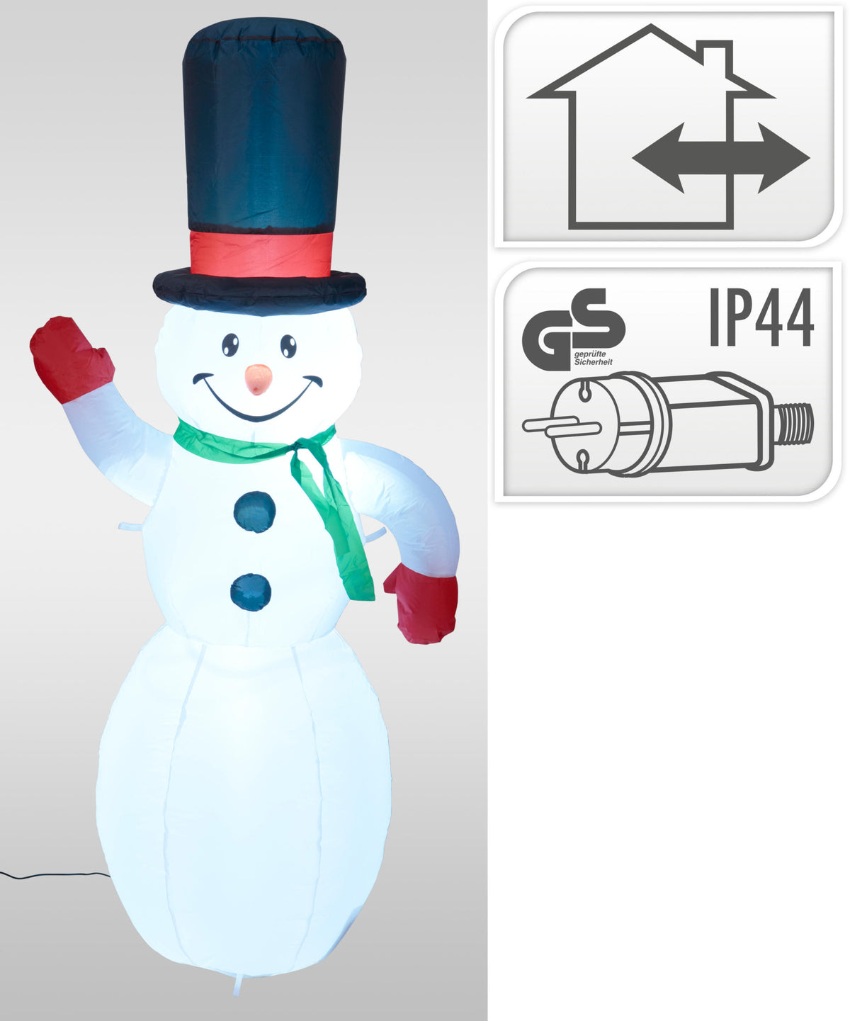 Bonhomme de neige gonflable Nampook avec LED, 150 cm – Blanc – Tissu en polyester 210T