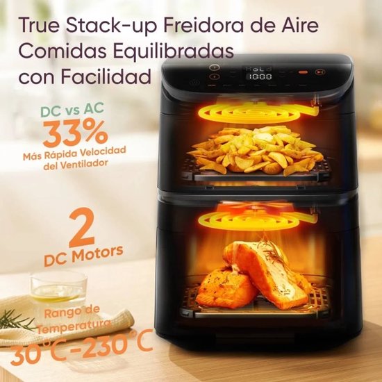 Friteuse à air chaud Cosori CAF-DC121-AEUR double, 10,8 l, modèle sur pied, 2 630 W, noire