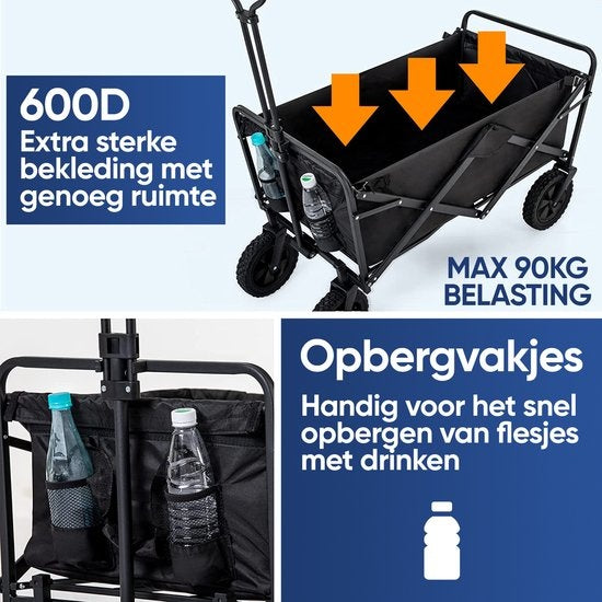 Wagon pliable - Avalo - 72x47x47 cm - 65L - Roues 360º - noir