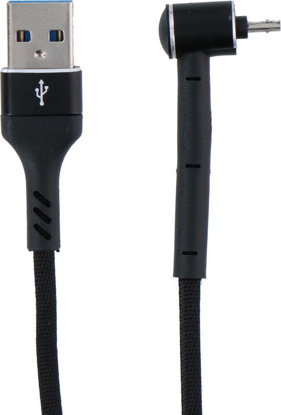 Câble USB Grundig - 3 en 1 : câble de chargement, câble de données et support pour téléphone - Micro-USB/ USB-A - 1 mètre - Noir