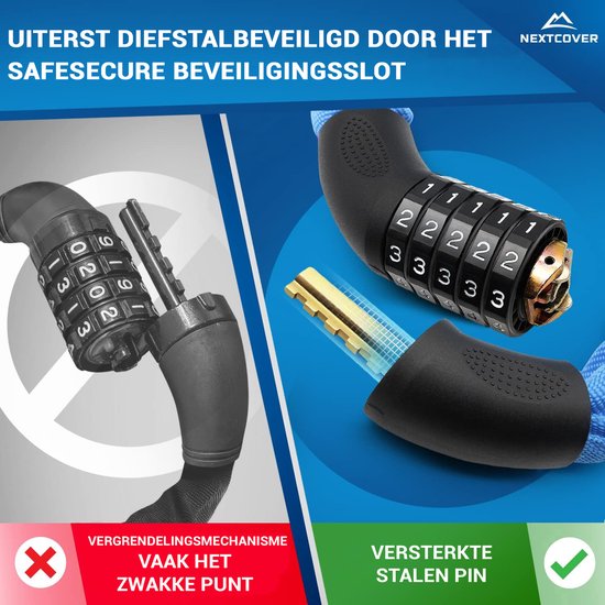 Cadenas à combinaison Nextcover - SafeSecure - 5 chiffres - Cadenas à chaîne - Bleu