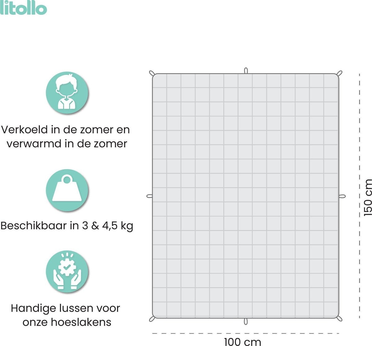 Litollo Verzwaringsdeken kind 4,5 kg - Weighted Blanket - Duurzaam Bamboe Materiaal - Antraciet - 100x150cm