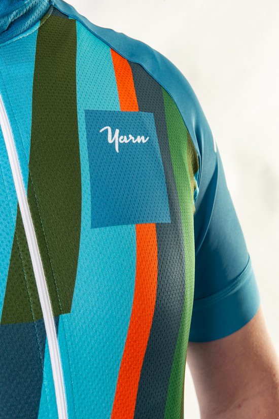 Maillot de cyclisme à manches courtes Lines bleu - XL
