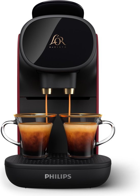 Machine à café Philips L'OR Barista Sublime LM9012/50 - Compatible avec les capsules - Machine à café à capsules avec 9 capsules Espresso et Barista - Noir et rouge