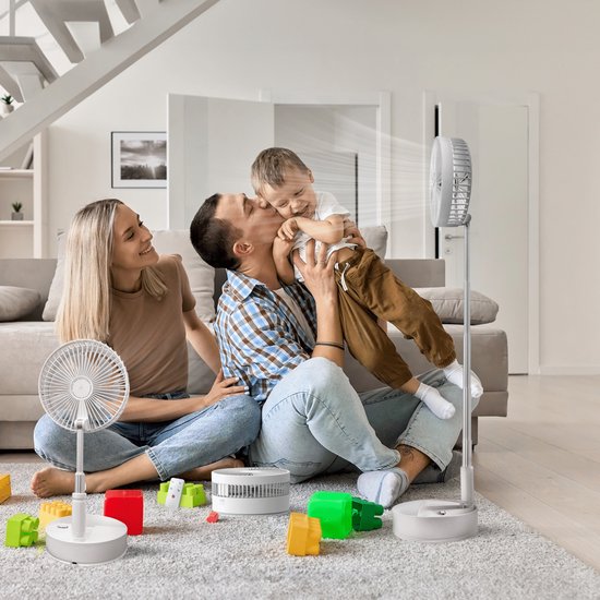Vulpes Goods® Tech Wireless Tripod Fan - Ventilateur rechargeable 4 en 1 - Silencieux et réglable - Version PRO