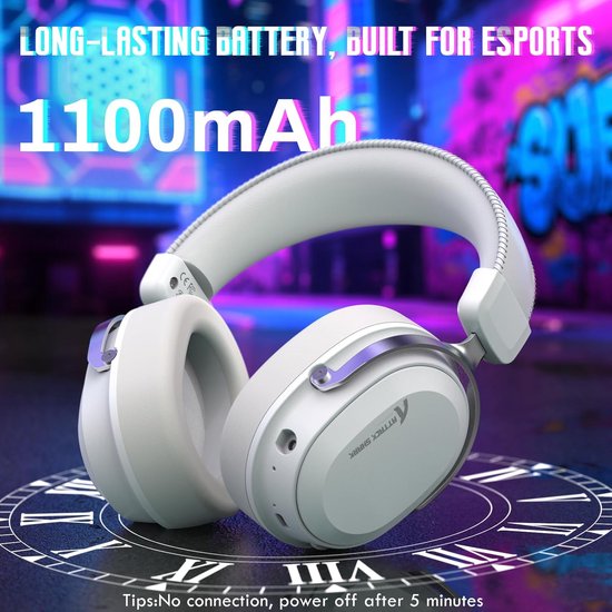 Casque de jeu sans fil ATTACK SHARK L30PRO - Son surround 7.1 - Haut-parleurs de 50 mm - Faible latence de 20 ms - Microphone amovible avec réduction du bruit - Armature en alliage d'aluminium - Connectivité tri-mode - Casque circum-auriculaire - Blanc