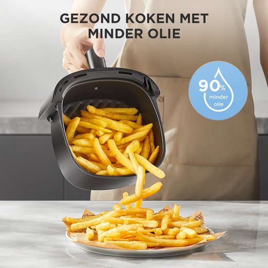 Friteuse à air chaud Midea MF-TN20D2 - 2 L, 1 150 W, friture sans huile, friteuses à air chaud, fonction d'arrêt automatique, sans huile, facile à nettoyer, sans BPA, noir