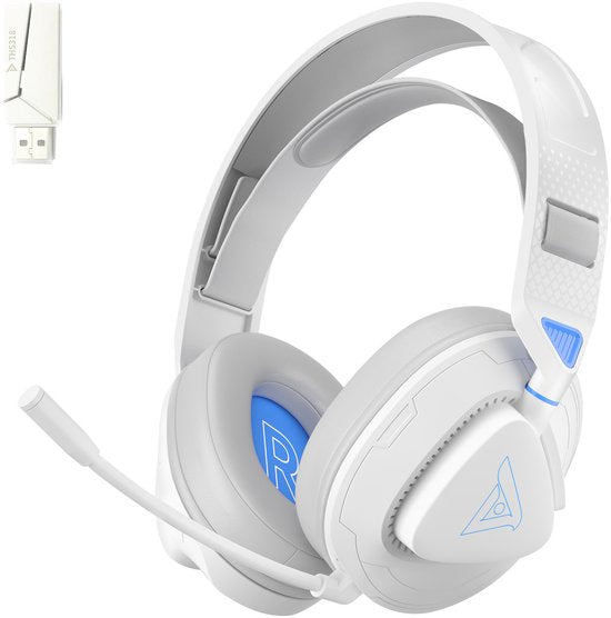 Casque de jeu sans fil TAIDU THS318 2,4 GHz - Casque circum-auriculaire - avec microphone - Compatible PC/PS4/PS5, Nintendo Switch - Blanc