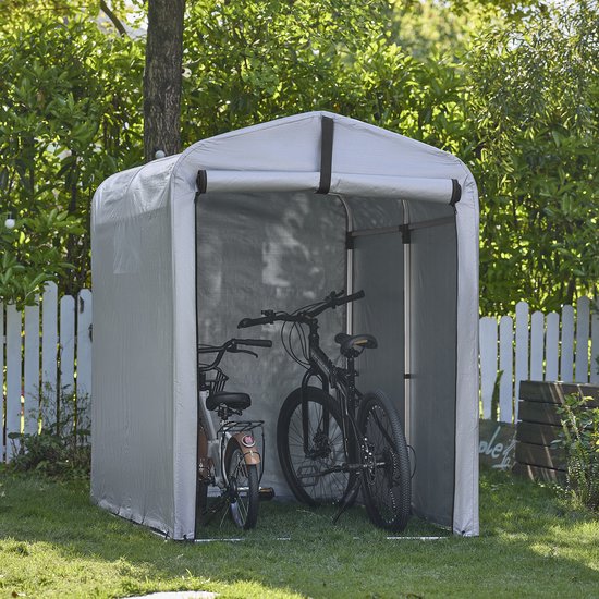SoBuy Bâche résistante aux intempéries pour garage à vélo/remise à outils, protection contre les UV, protection contre la pluie, bâche extérieure pour jardin, patio, argent, 120 x 176 x 163 cm, SDA11-SIL
