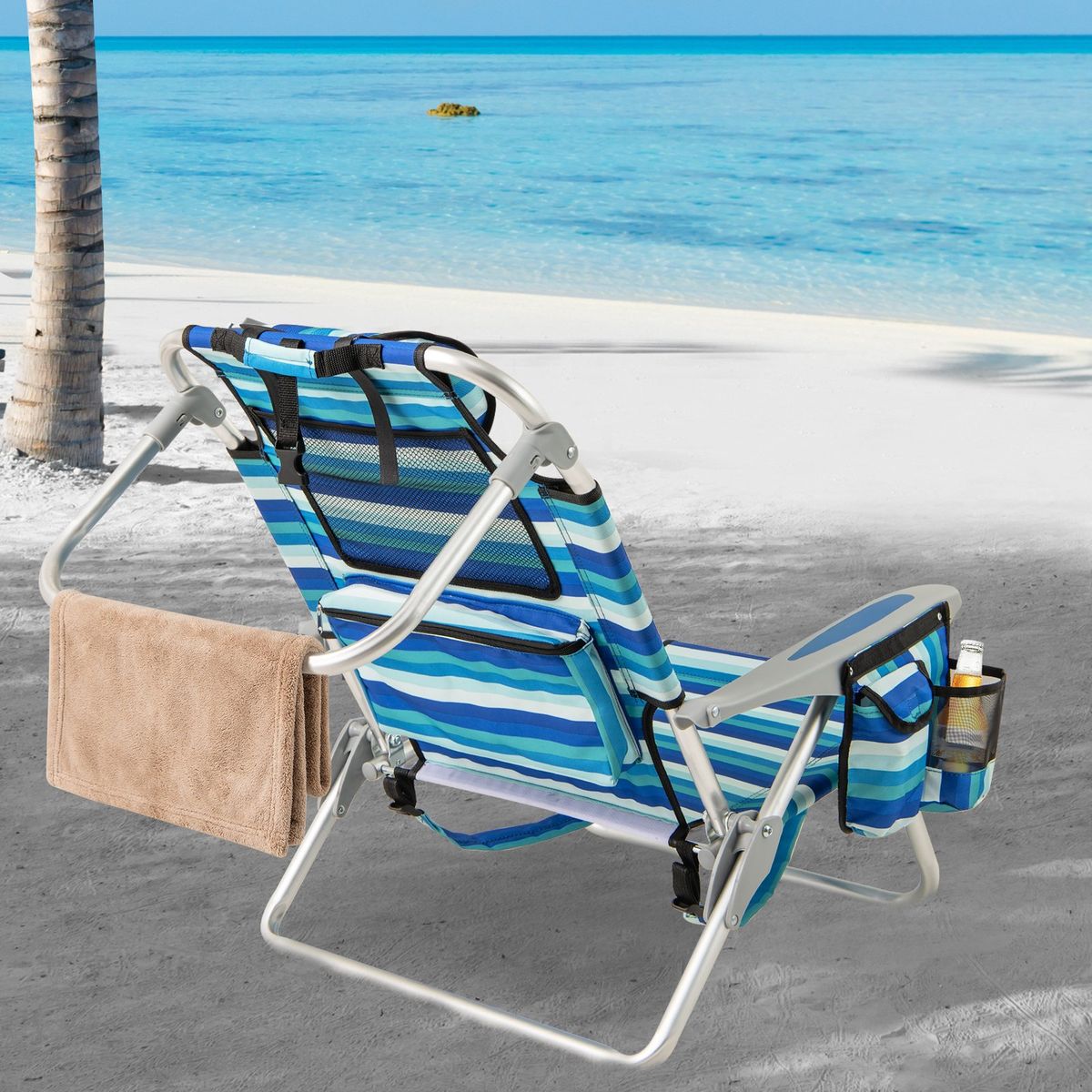 Ensemble de chaises de plage pliantes Coast - Dossier réglable - Glacière incluse - Bleu