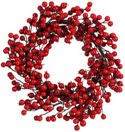 Mica Decorations : couronne de Noël aux baies rouges - Décoration de Noël - Couronne de porte d'intérieur - Décoration festive de Noël en mousse - Diamètre 40 x hauteur 10 cm - Rouge