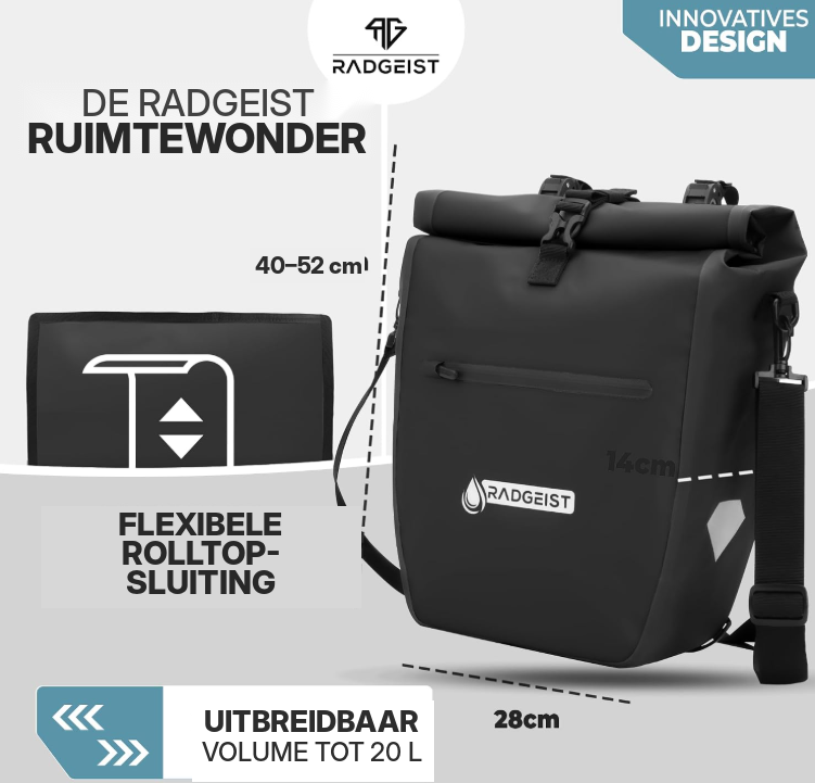 Sac de vélo et sac à bandoulière 2-en-1 Radgeist - 20 litres - Isotherme - Noir