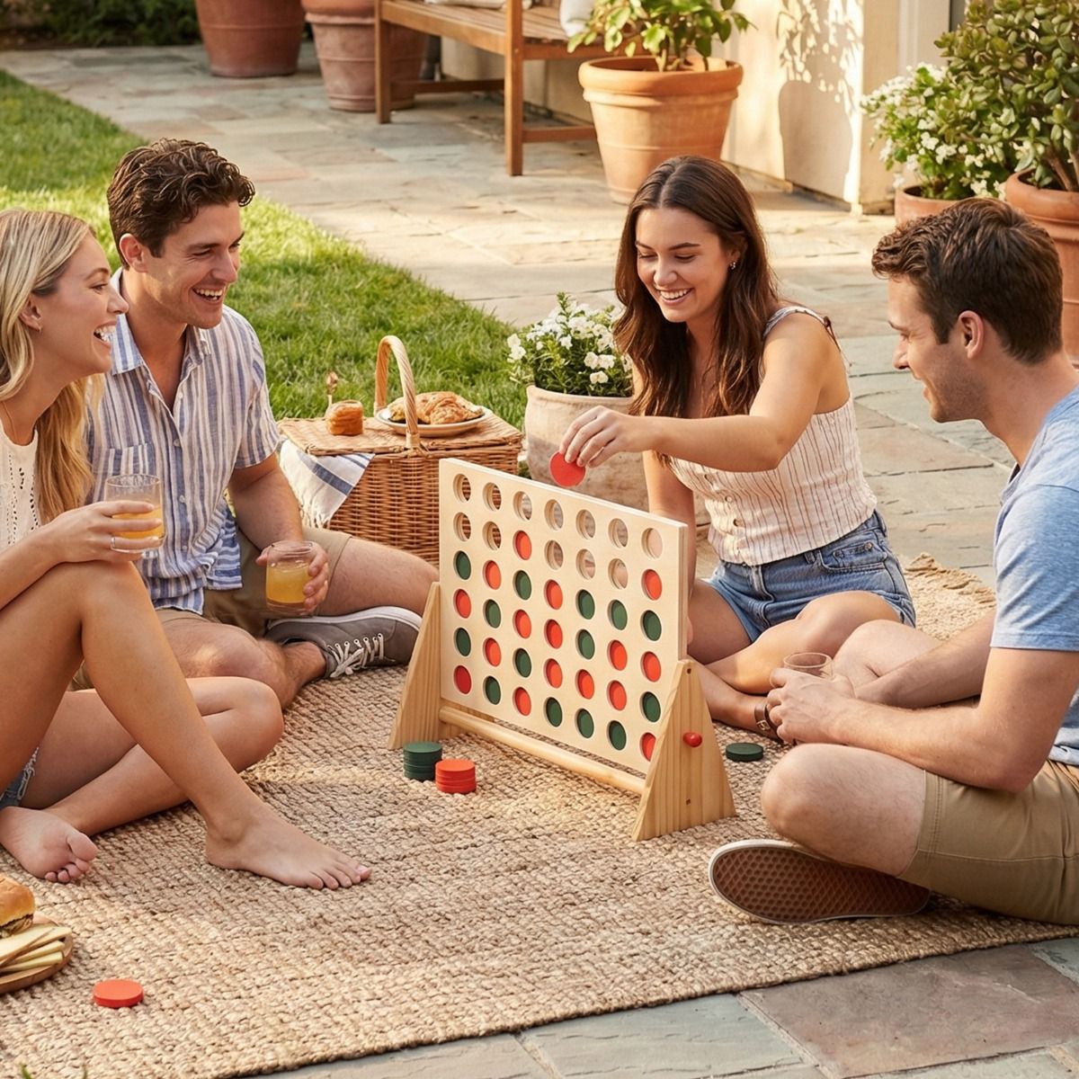Jeu « Coast » de 4 à la suite - jeu de société de connexion - 42 pièces - cadre en bois de pin - couleur naturelle