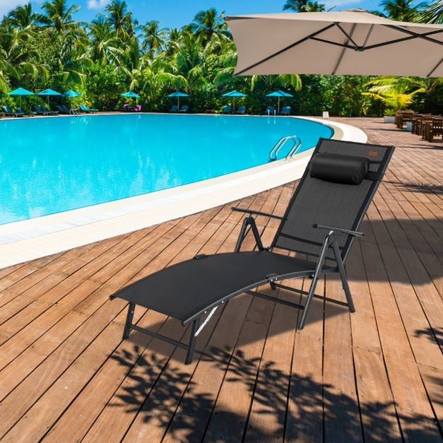 Coast Bain de soleil Bain de jardin avec appui-tête 7 dossiers réglables noir