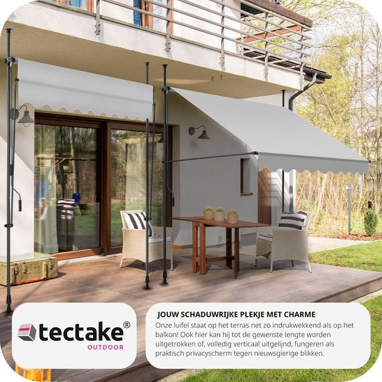 tectake - store à pinces - parasol - store - réglable - store à pinces - parasol balcon - 200 x 180 cm - gris clair - store - 404958