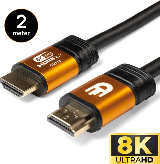 Drivv. Câble HDMI Premium 2.1 - Ultra HD 8K - 4K 120hz - Convient à Xbox Series X & PS5 - 2 mètres - Orange