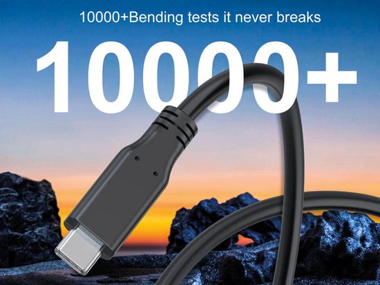 Câble de recharge et de transfert de données USB HQ-Power, USB 2.0, USB-C vers USB-C, 480 Mbps, nickelé, câble en TPE, compatible avec les ordinateurs portables, tablettes et smartphones d'une puissance de 60 W, noir, 1 m