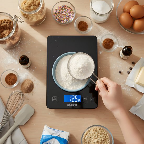 Balance de cuisine numérique de précision – Balance de cuisine – 1 g à 15 kg – Fonction tare – Noire