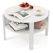 Table basse ronde Coast - avec espace de rangement - 4 étagères - blanche 74,5 x 74,5 x 45,5 cm