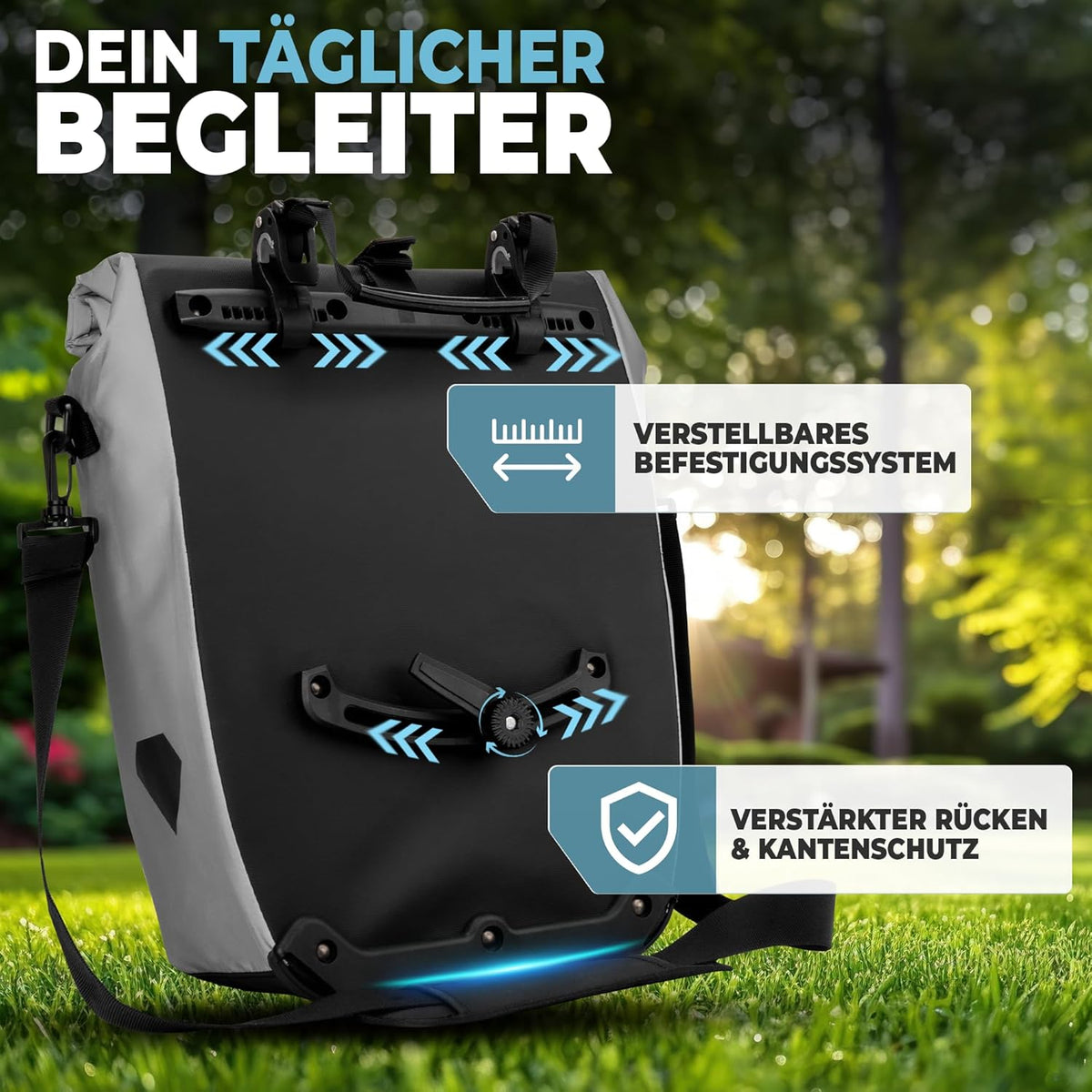 RADGEIST Sacoche pour porte-vélos - Sac pour porte-vélos - Sac à bagages étanche (Reflective 20L, Single)
