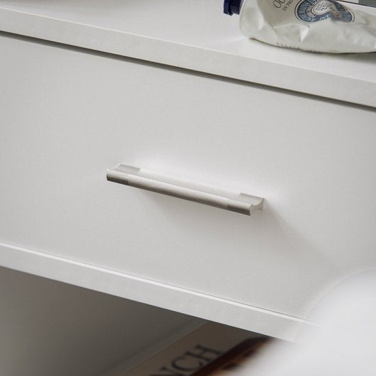 SoBuy FBT66-W Table de chevet blanche - Table d'appoint avec tiroir et 2 étagères - Table basse polyvalente pour chambre, salon et couloir - MDF