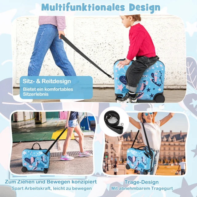 Coast - Ensemble de valises pour enfants - 4 en 1 - Roulettes - Sac à dos - Téléscopique - ABS - Bleu