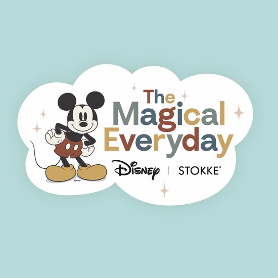 Drap-housse Stokke Sleepi Mini, Mickey Celebration - Des draps doux pour de beaux rêves - Conçu pour le matelas ovale Sleepi Mini - Sûr, élégant et lavable - 100 % coton fin percale
