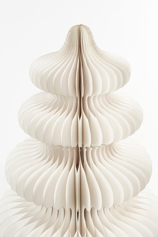 Mica Decorations Sapin de Noël en papier - Sapin de Noël artificiel pliable - H 152 x Ø 104 cm - Décoration de Noël - 100 % FSC - Blanc