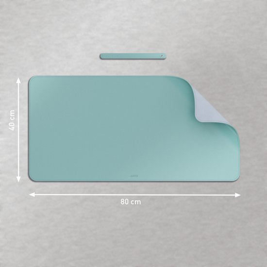 Grand tapis de bureau Leitz 80 × 40 cm – Antidérapant – Tapis de bureau – Imperméable – Pour clavier et souris – Menthe