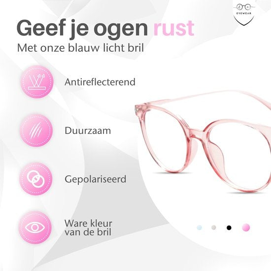 LC Eyewear Lunettes d'ordinateur - Lunettes à lumière bleue - Lunettes d'affichage - Unisexe - Rose transparent