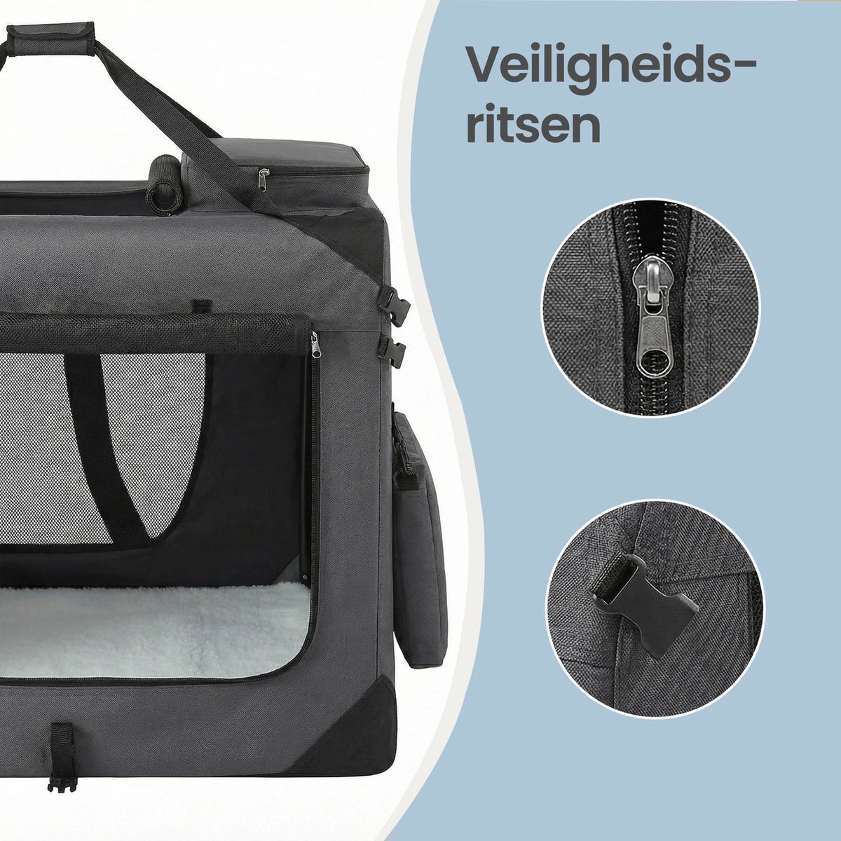 Cage pliable pour chien Ochama 91 x 63 x 63 cm - Tissu Oxford - Gris - Portable - Pour chiens de 23 à 32 kg