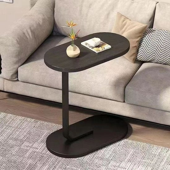 Ceruzo Side Table - Noir - Table banc - Métal et bois - Table basse - Forme C - 45x28x60 cm