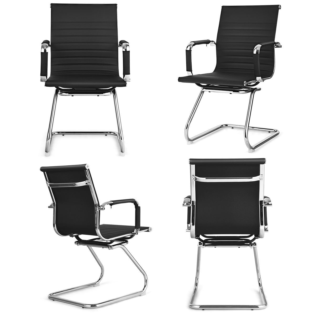 Coast Set de 2 chaises de bureau - Cuir PU - Max. 120 kg - Noir