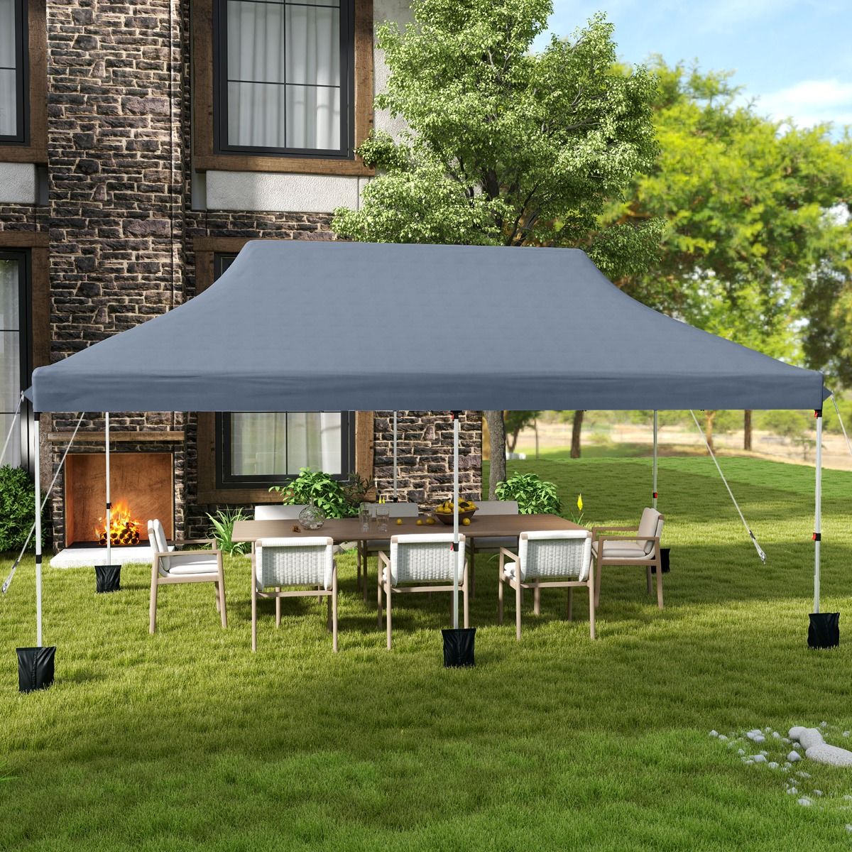 Tente de fête Coast pliable - extensible - imperméable - grise 300 x 600 cm