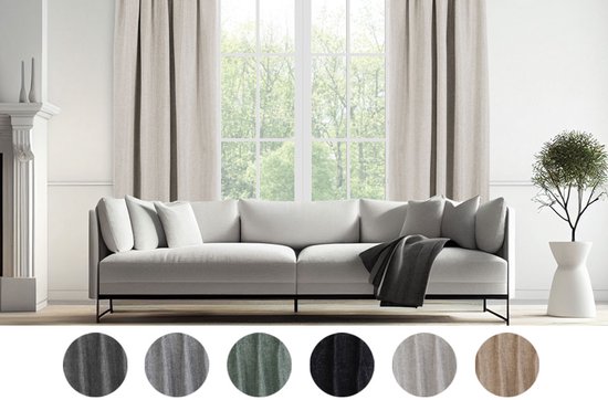Lifa Living - Beige Rideaux de luxe - occultant - polyester - avec 8 anneaux de suspension - 150 x 260 cm