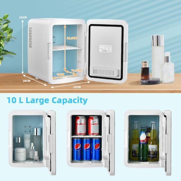 Coast Mini Fridge - Réfrigérateur portable avec miroir LED - 10L - 23 x 28 x 34 cm - Blanc