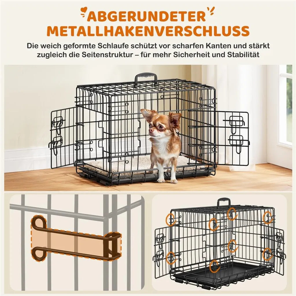 Yaheetech Banc pour chien - pliable - 61.5x41.5x47 cm - banc de transport - tiroir inférieur - panneau de séparation - noir
