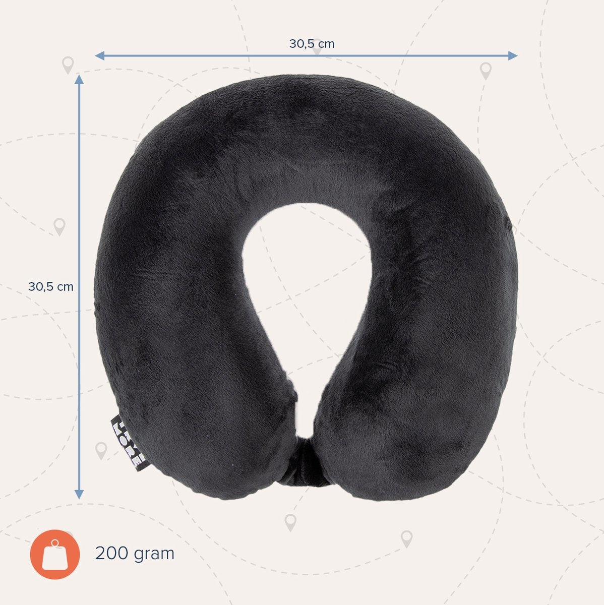 TRVLMORE Oreiller de voyage - Oreiller cervical en forme de U - Noir