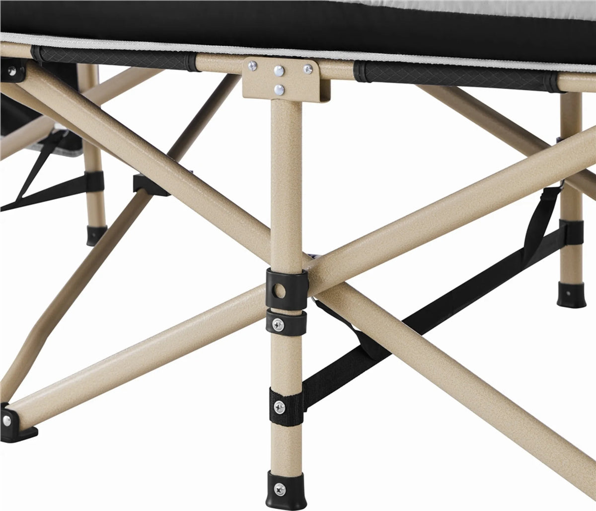 Yaheetech Camping Bed Foldable - Equipé d'un matelas confortable et d'un sac de transport pratique et de compartiments latéraux - Pour le camping et les chambres d'hôtes - Métal noir et tissu 600D Oxford - 191 x 67 x 56 cm