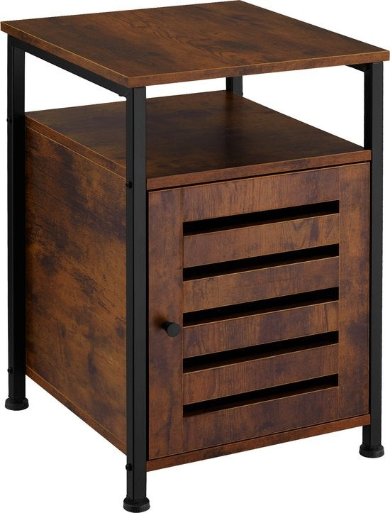 tectake - Buffet liège industriel foncé - table de nuit, armoire de chambre - 404221
