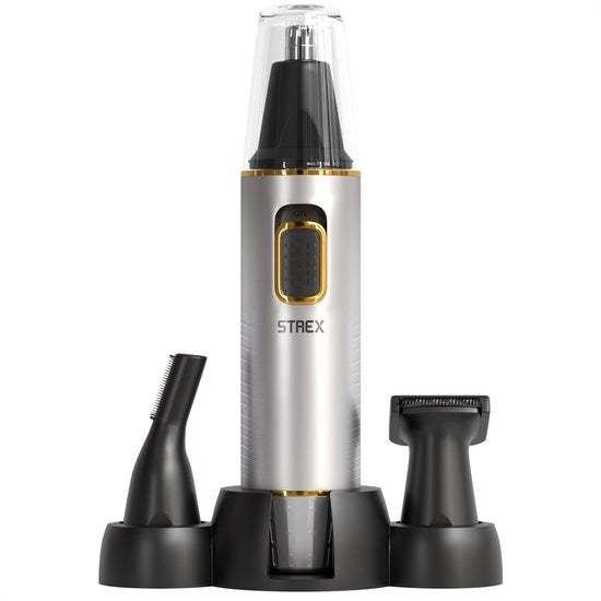 Strex 3 In 1 Nose Hair Trimmer Set - Rechargeable & Lavable - Tondeuse nez / Tondeuse oreilles / Tondeuse sourcils / Tondeuse barbe - Hommes & Femmes