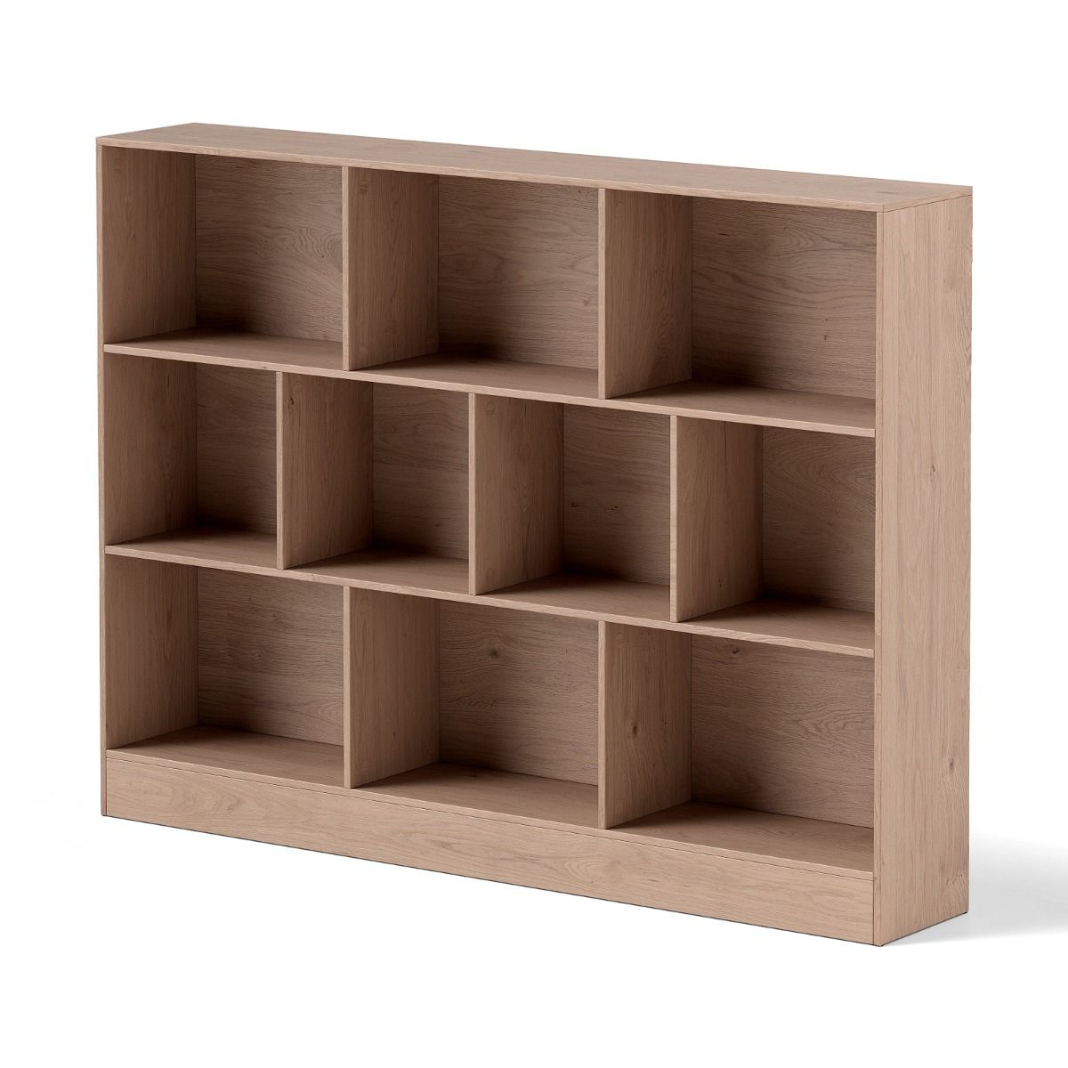 Bibliothèque Coast - 10 compartiments ouverts - 3 niveaux - 140 cm - Bois naturel