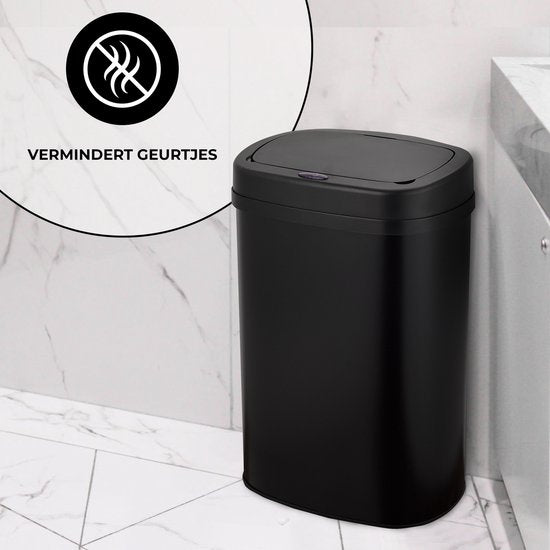 Poubelle Bayt - Poubelle de 50 litres - Poubelle à capteur - Poubelle - Bac à déchets - Métal - Noir