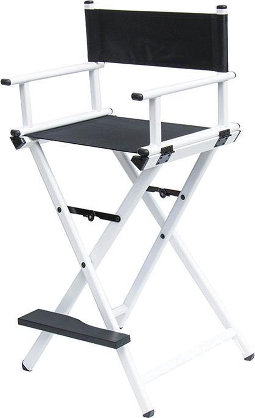 VDD – Chaise - Tabouret – Chaise pliante - Chaise de maquillage – Fauteuil de maquillage – Fauteuil de réalisateur – Chaise de coiffure – Tabouret de maquillage – Tabouret de coiffure - Chaise de maquillage - Blanche - Pliable - Avec dossier