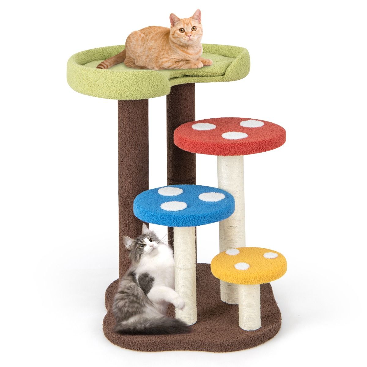Arbre à chat Coast - 5 étages - 3 poteaux en sisal - motif champignon - 60 x 65 x 94 cm
