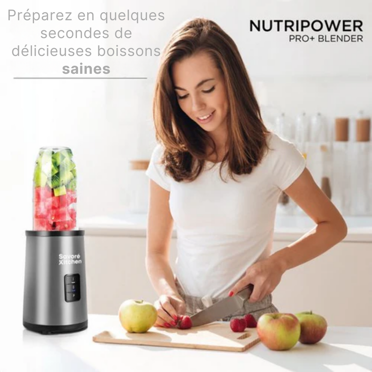 Blender NutriPower Pro - Savoré Kitchen - Blender à emporter - Mixeur à smoothie - 2 gobelets