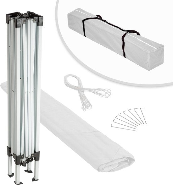 tectake® - Pavillon de jardin Linosa pliable - Hydrofuge - Sac de transport, haubans et piquets inclus - 3x3m - blanc