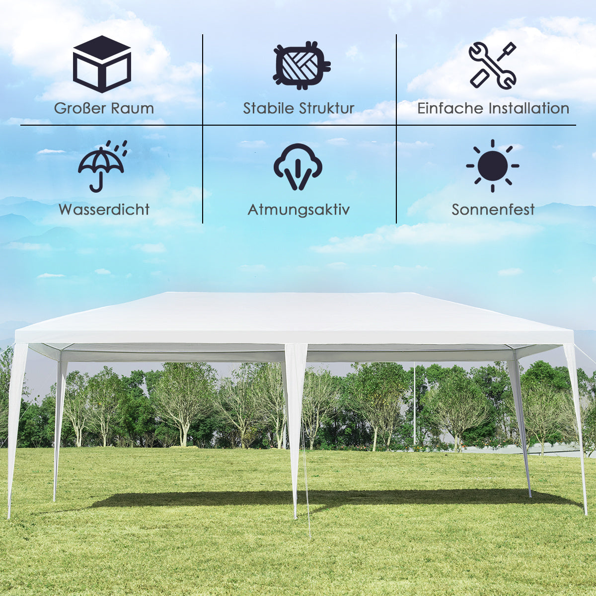 Coast Party Tent Pavilion Waterproof - 3m x 6m - White