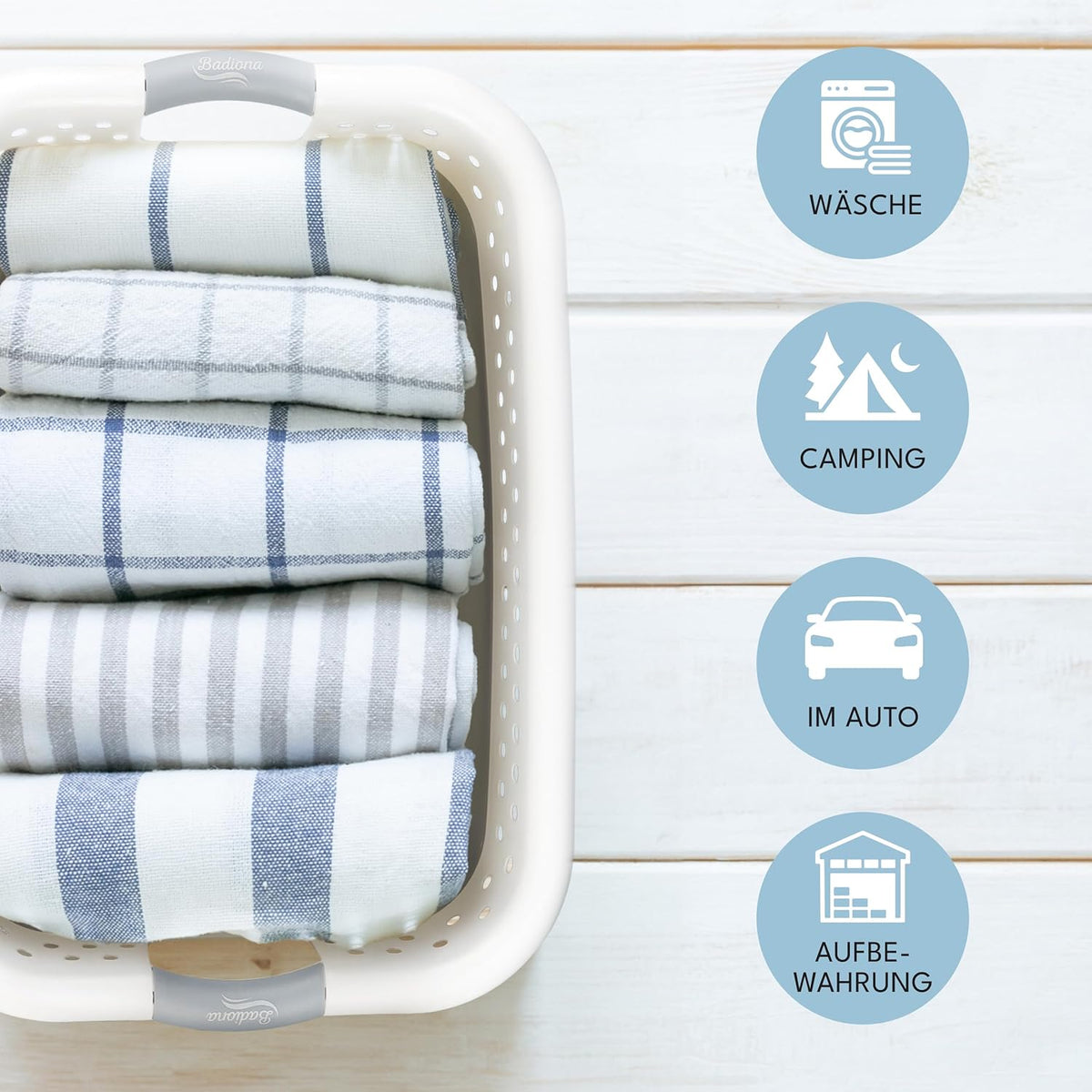 BADIONA Lot de 2 paniers à linge pliables 36L - Gris/Blanc - 61 x 45 x 27 cm - Peu encombrant et multifonctionnel